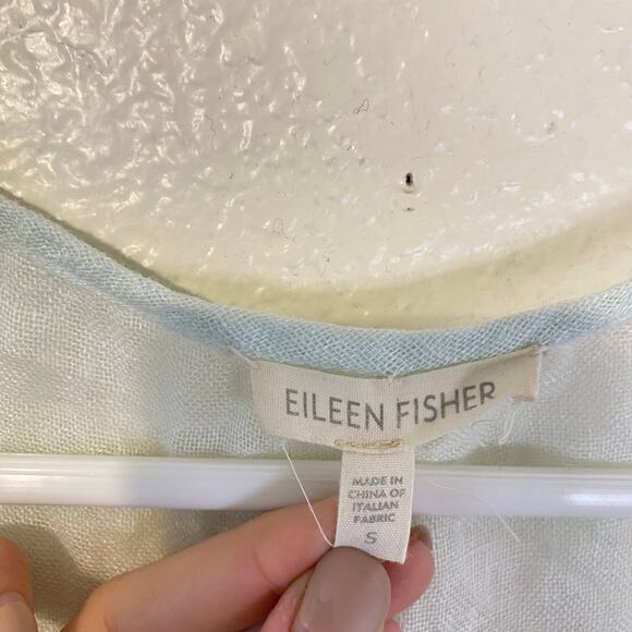 Eileen Fisher Pure Linen Gauze Layered Aqua Ombré A-Line Dress Size Small - Picture 4 of 7